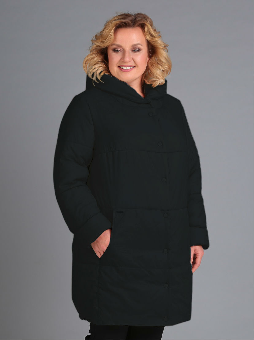 Прямая зимняя куртка с вышивкой на спинке, черная