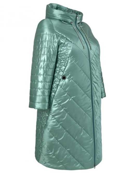 Демисезонное пальто с комбинированной стежкой, мята