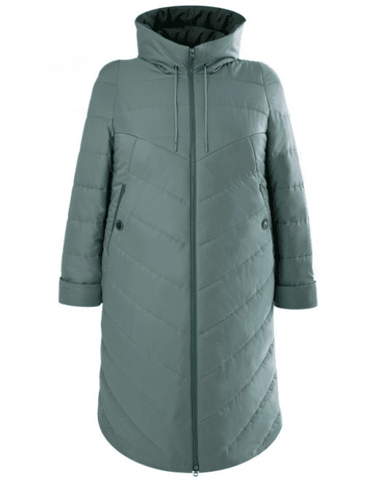 Демисезонное пальто с комбинированной стежкой, мятное