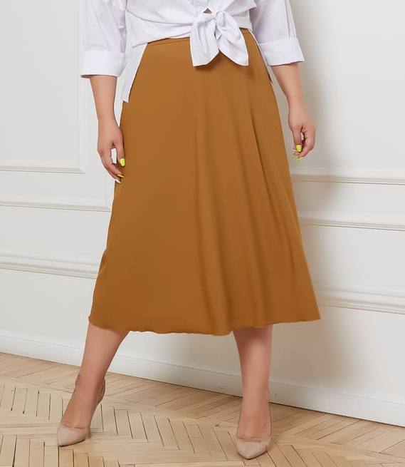 Повседневная сатиновая юбка на подкладке, коричневая