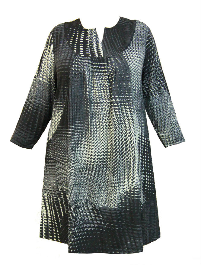 Расклешенная платье-туника с декоративными складками, темно-серая