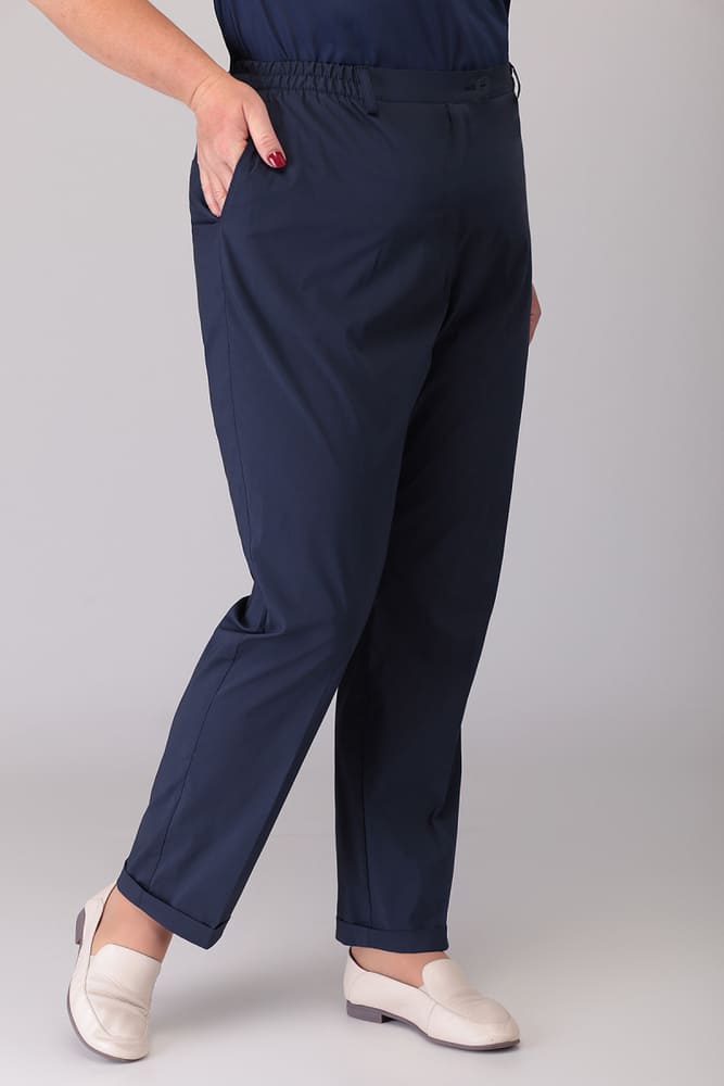Удобные брюки с резинкой по бокам, темно-синие