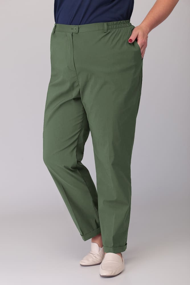 Удобные брюки с резинкой по бокам, зеленые