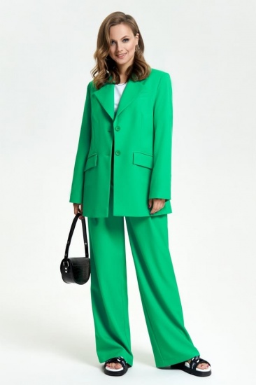 Комплект из брюк-палаццо и прямого жакета, зеленый