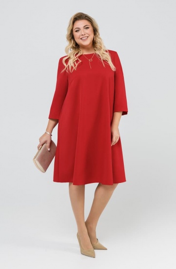 Расклешенное платье с декоративным шарфом, красное