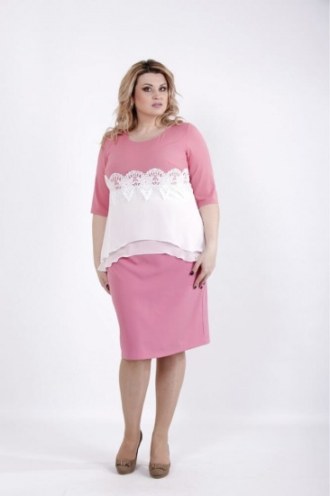 Комплект из юбки и комбинированной блузки, фрезия