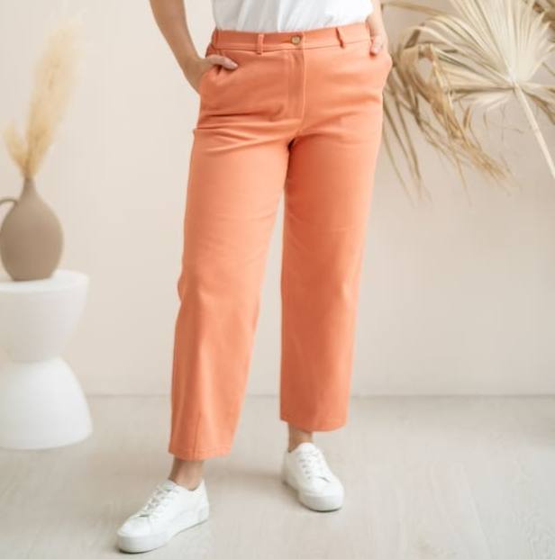 Повседневные свободные брюки-слаксы, оранжевые